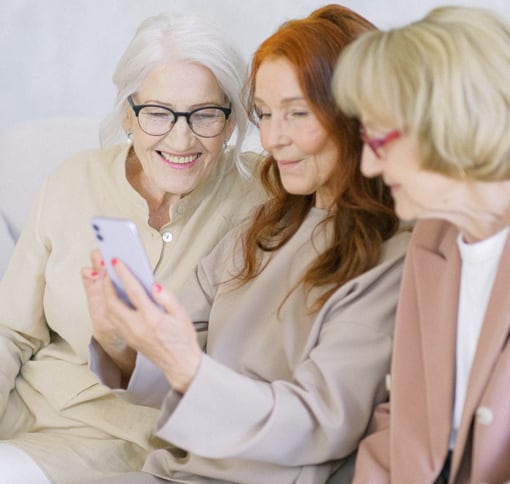 Group of women using meet to video chat